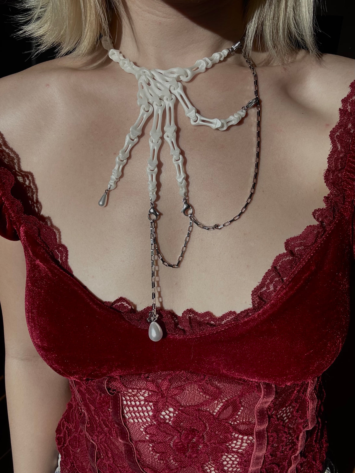 Skeleton Hand Necklace