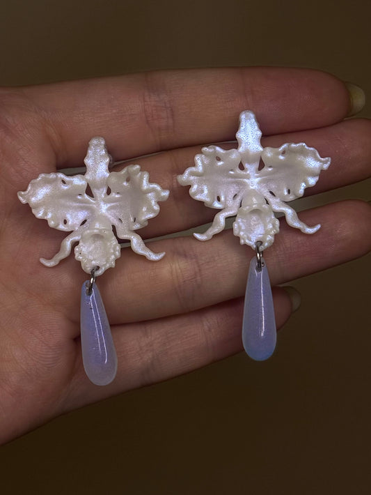 Cattleya Orchid Earrings mini